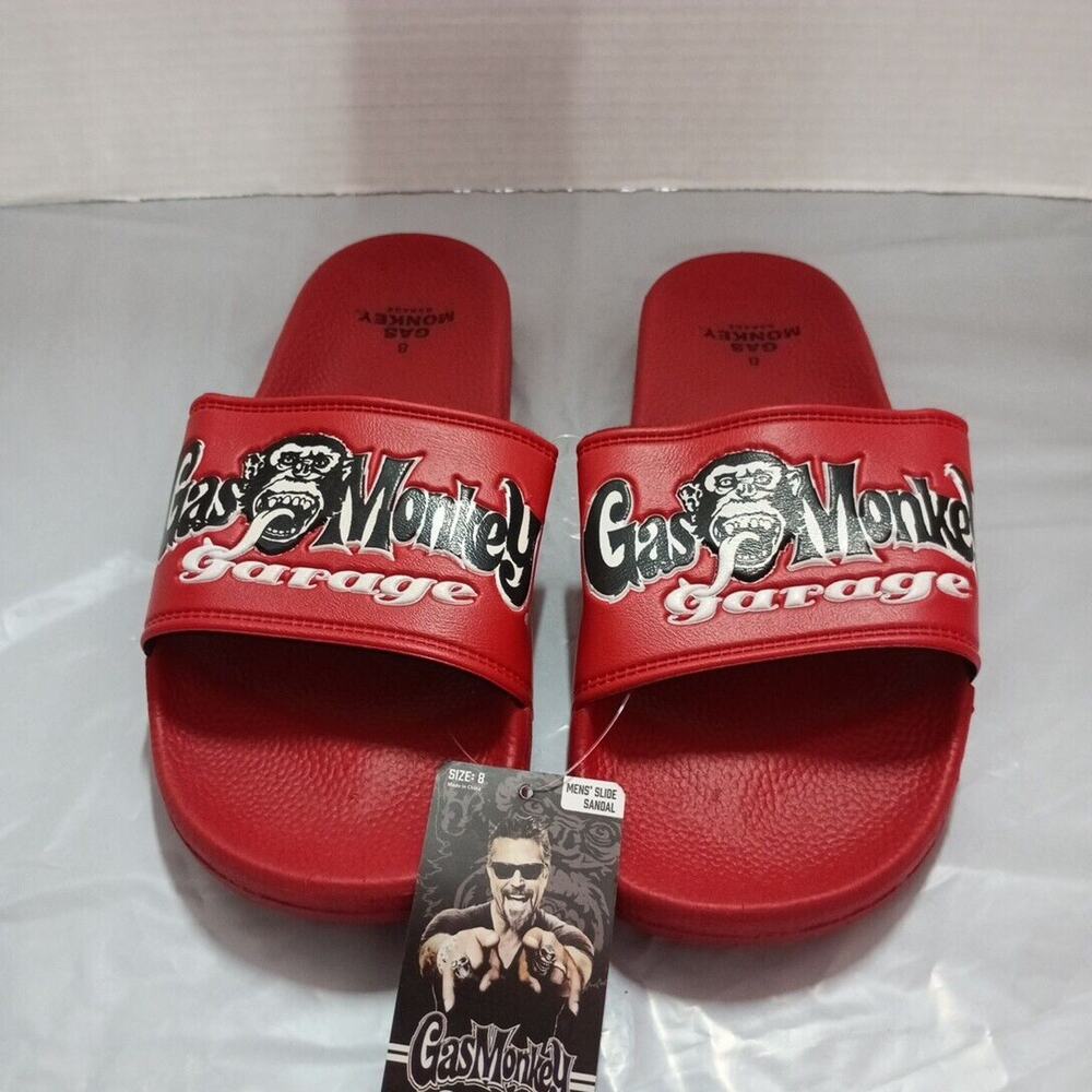 Gas Monkey Garage Slides‎ Sandals Men's Size 8 Red